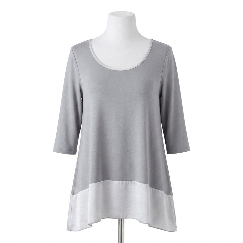 NEW PJ HARLOW kiki three quarter loose top in dark silver